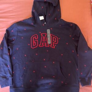 GAP Navy Hoodie with Red Heart Accents